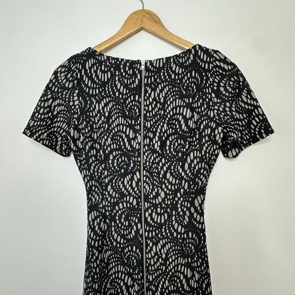 Reiss Janella Lace Overlay Knee Length‎ Shift Dress Womans 4 Whimsical Career - Picture 10 of 12